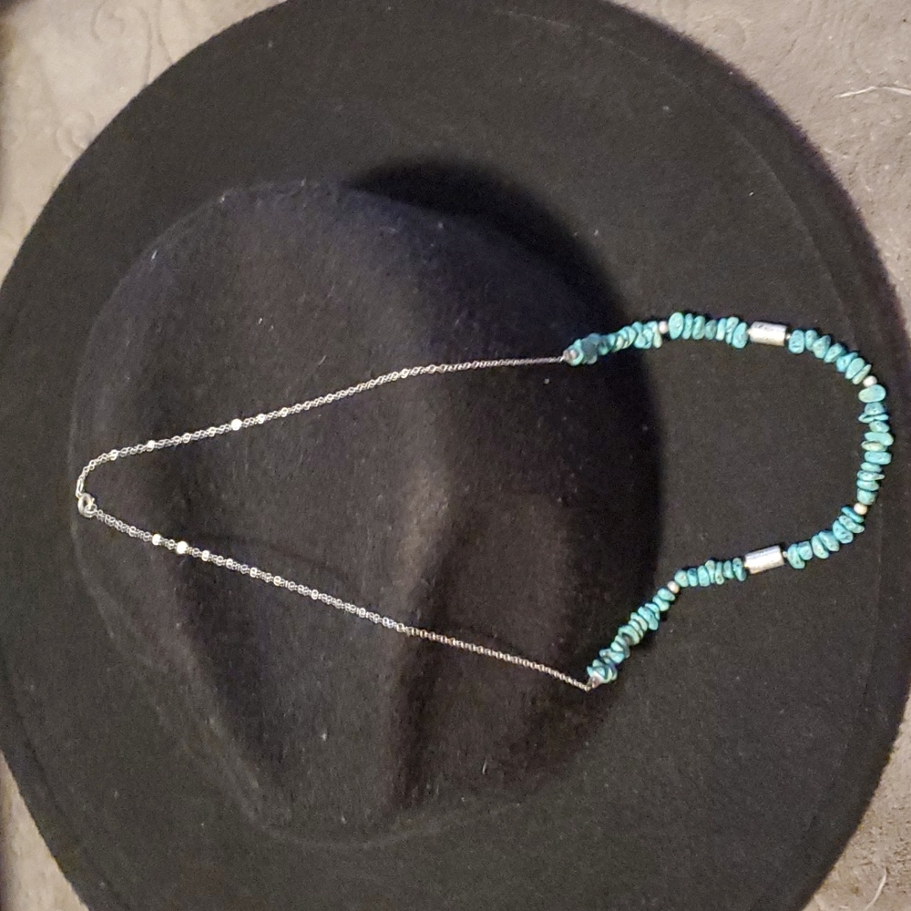 Vintage Handmade sterling silver turquoise necklace